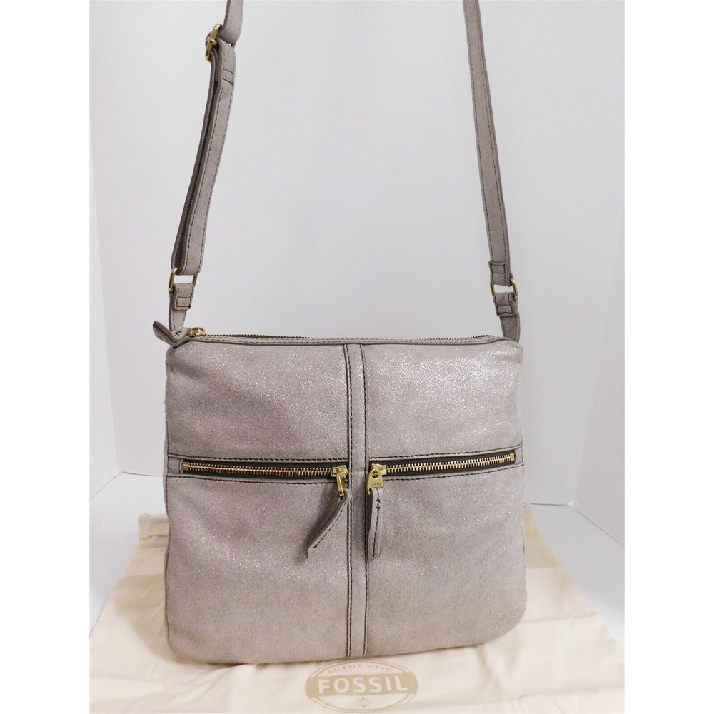 New Fossil Gold‎ Sparkle Leather Crossbody Bag